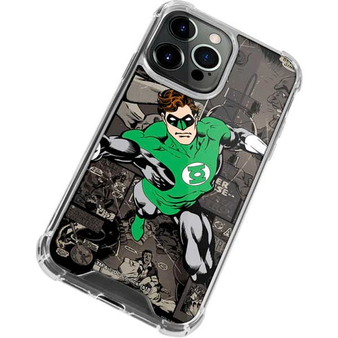 DC Comics Green Lantern Vintage Action Pose Pattern iPhone 14 Pro Clear Case